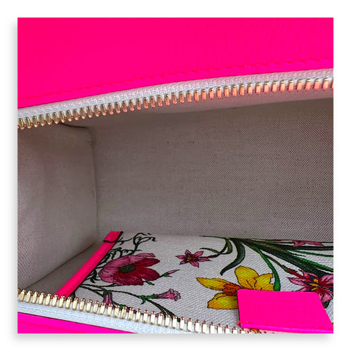 Floral Top Handle Bag White in Canvas, Gold hardware