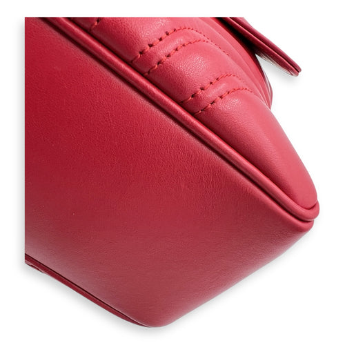 GG Marmont Top Handle Bag Red in Calfskin, Gold hardware