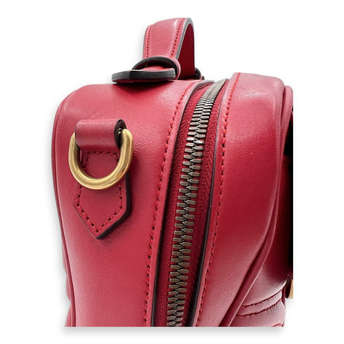 GG Marmont Top Handle Bag Red in Calfskin, Gold hardware