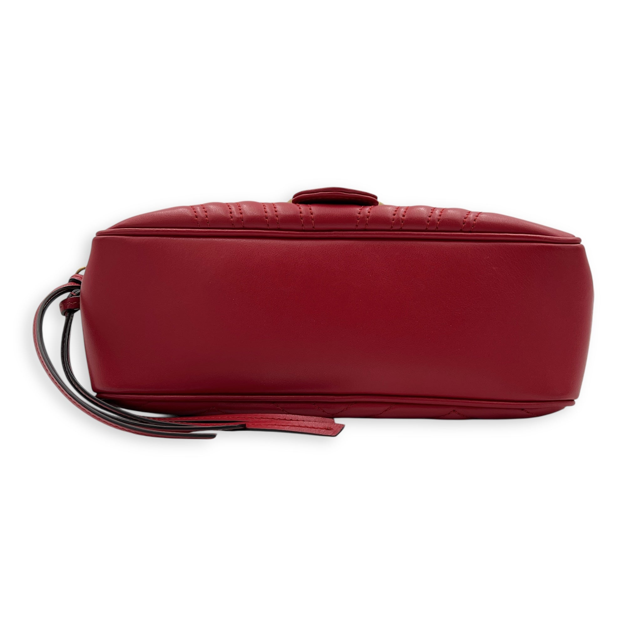 GG Marmont Top Handle Bag Red in Calfskin, Gold hardware