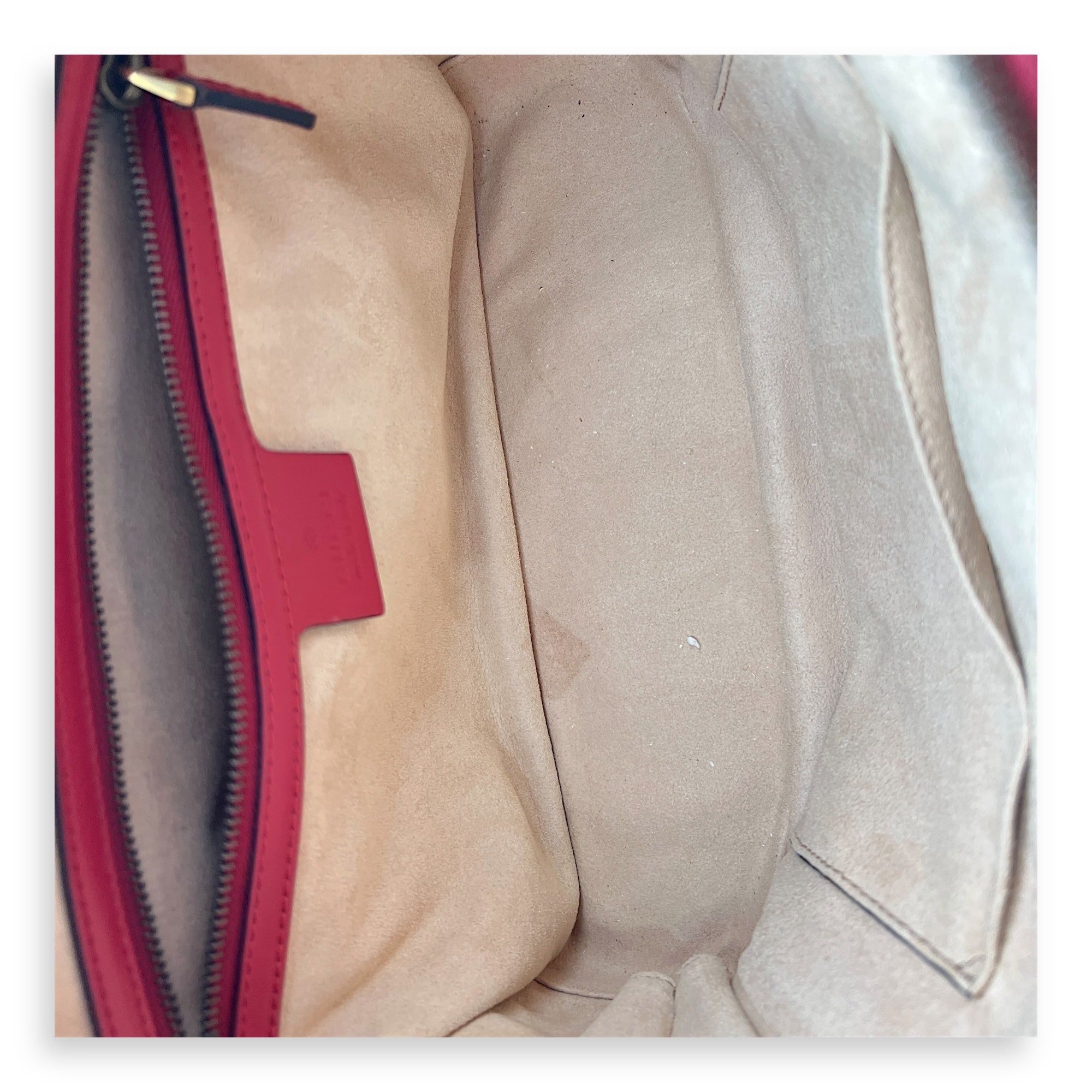 GG Marmont Top Handle Bag Red in Calfskin, Gold hardware