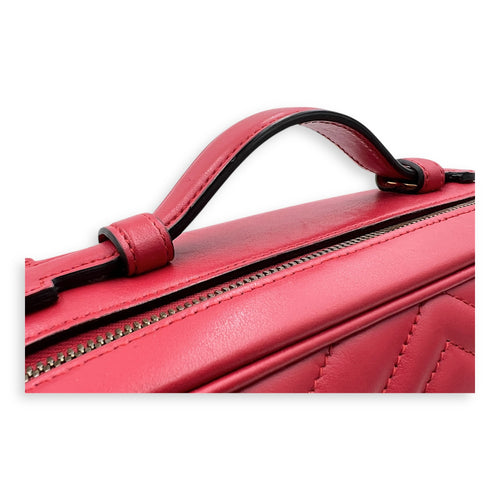GG Marmont Top Handle Bag Red in Calfskin, Gold hardware