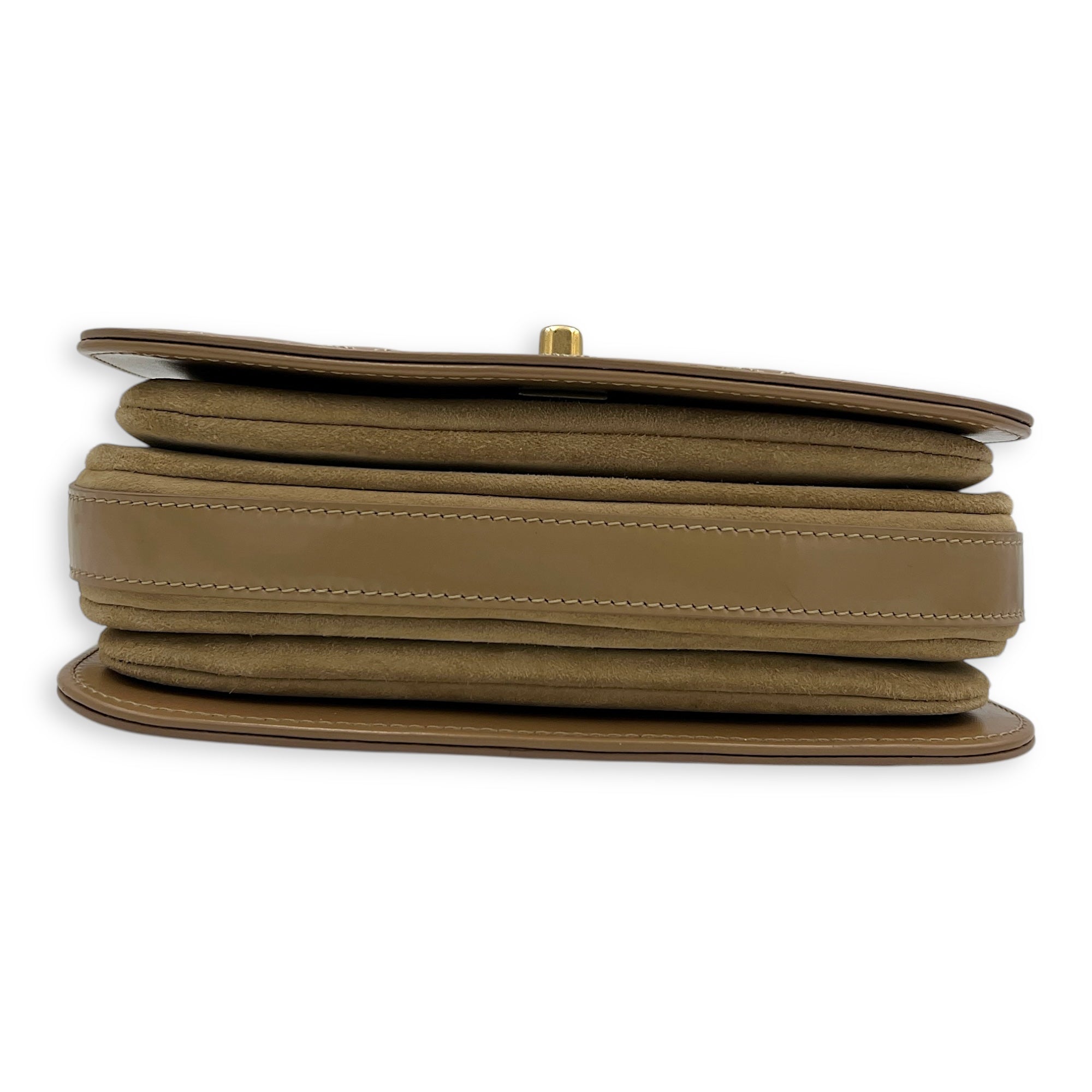 CC Brown Crossbody Bag in Shiny Calfskin, Gold hardware