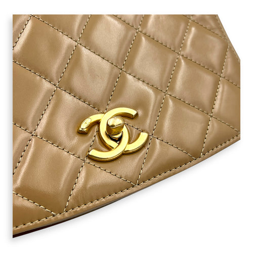 CC Brown Crossbody Bag in Shiny Calfskin, Gold hardware