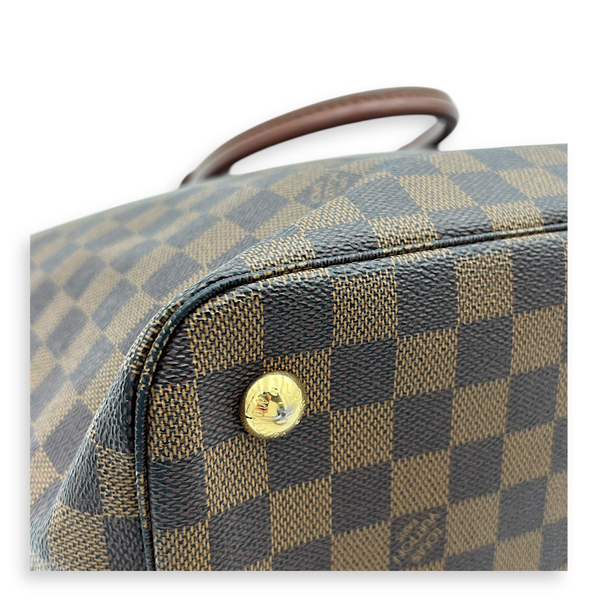 Belmont Top Handle Bag Brown in Coated Canvas, Gold hardware