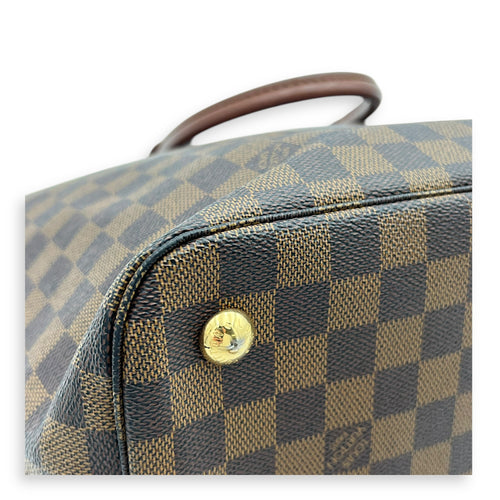 Belmont Top Handle Bag Brown in Coated Canvas, Gold hardware