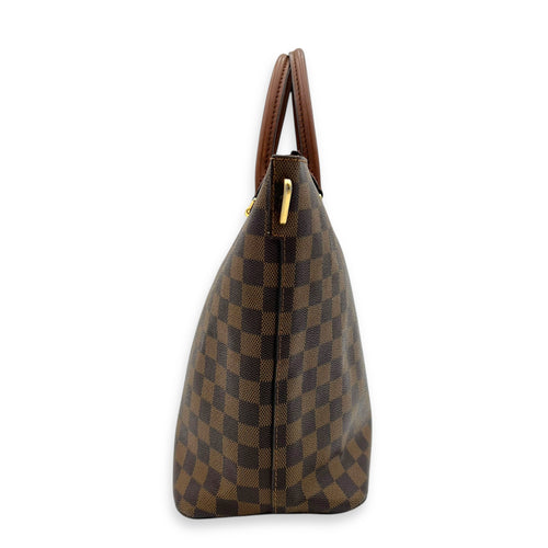 Belmont Top Handle Bag Brown in Coated Canvas, Gold hardware