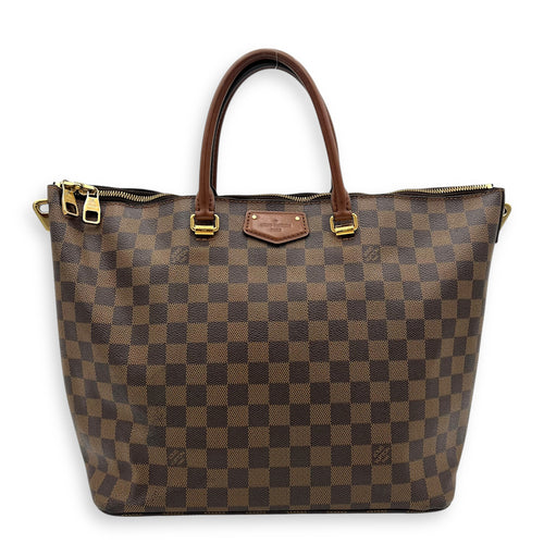 Belmont Top Handle Bag Brown in Coated Canvas, Gold hardware