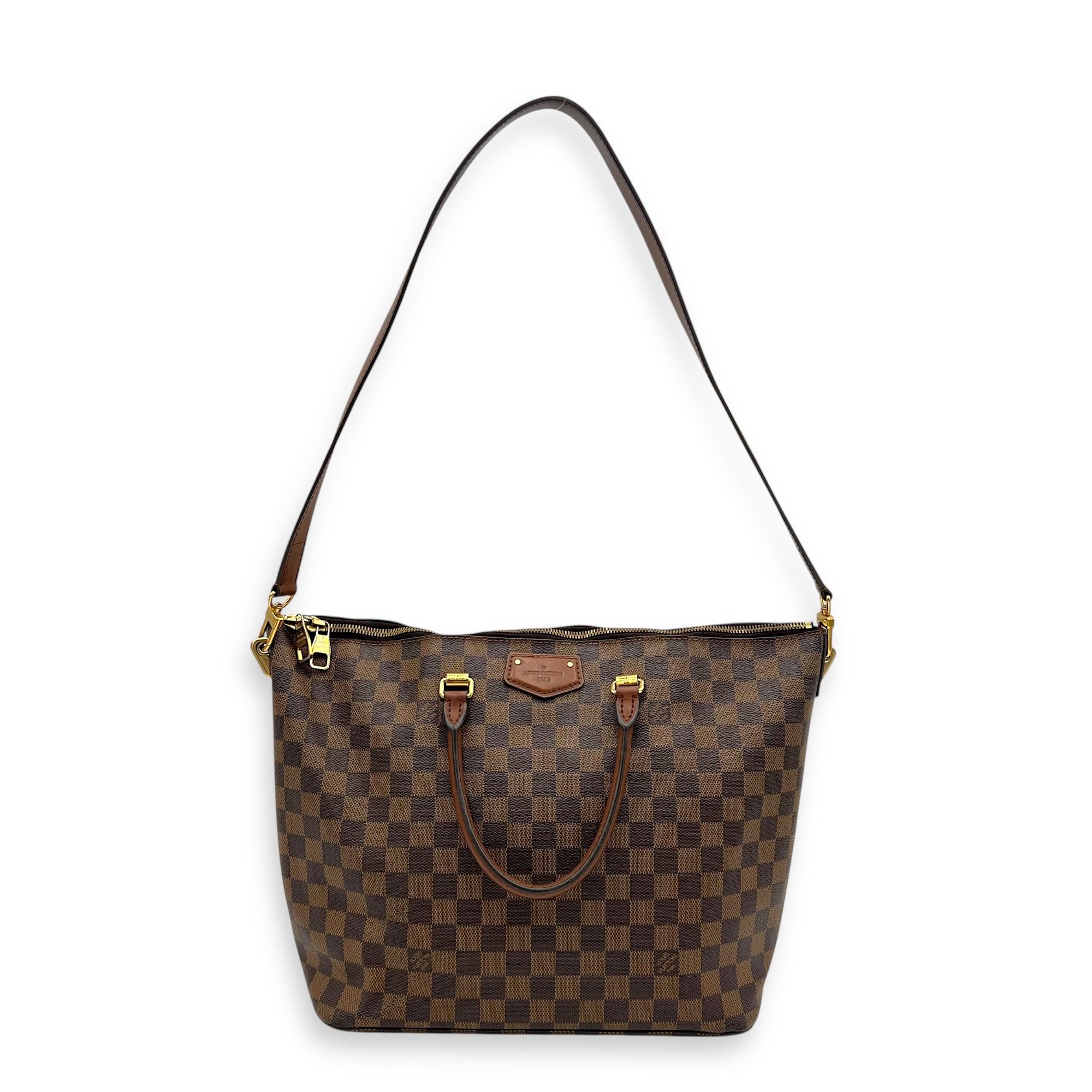 Belmont Top Handle Bag Brown in Coated Canvas, Gold hardware