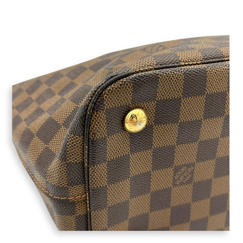 Belmont Top Handle Bag Brown in Coated Canvas, Gold hardware