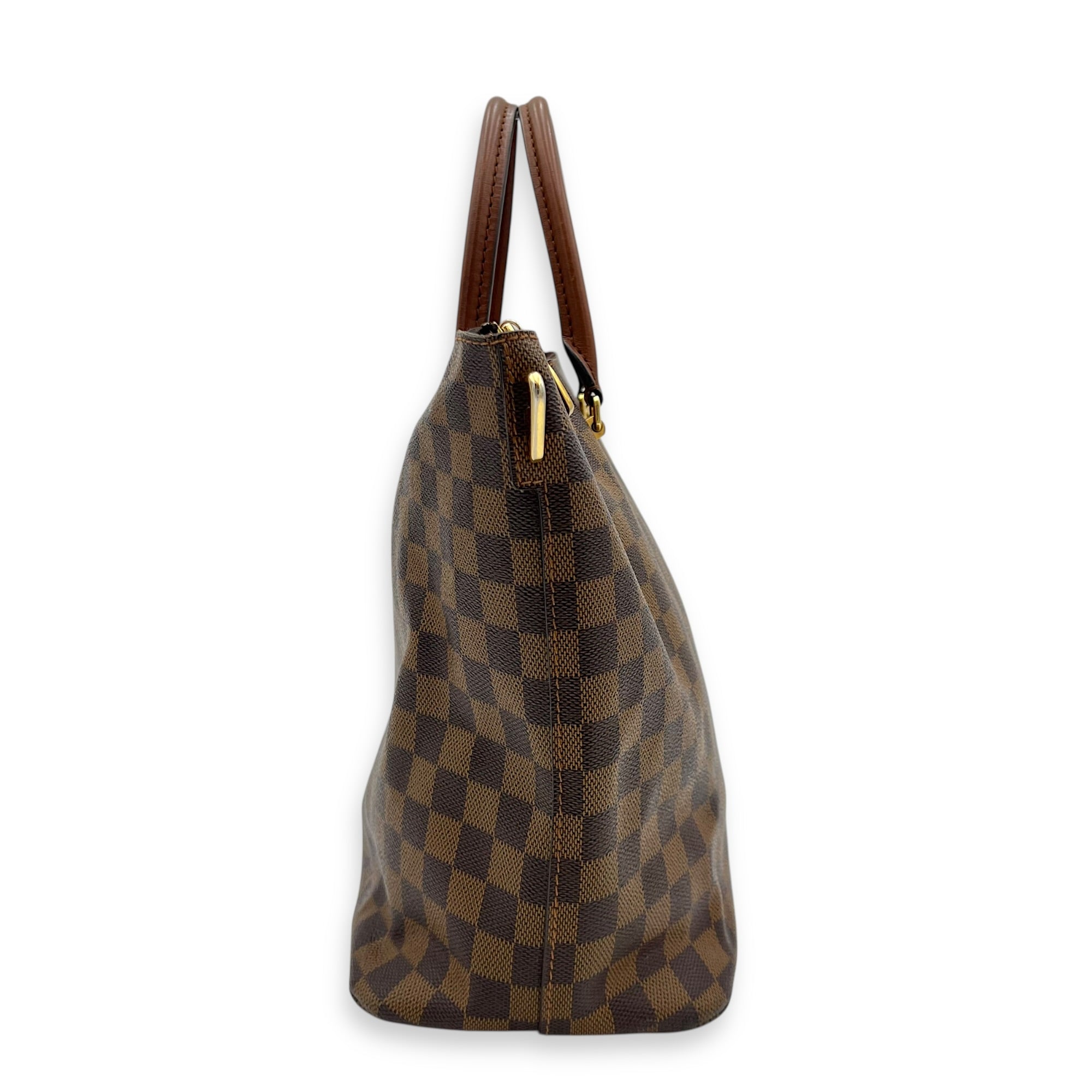 Belmont Top Handle Bag Brown in Coated Canvas, Gold hardware