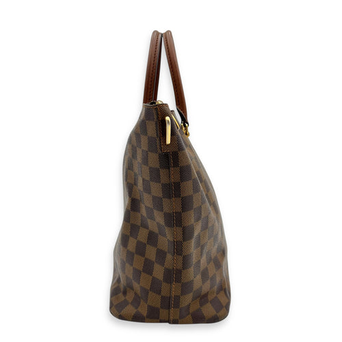 Belmont Top Handle Bag Brown in Coated Canvas, Gold hardware