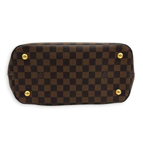 Belmont Top Handle Bag Brown in Coated Canvas, Gold hardware