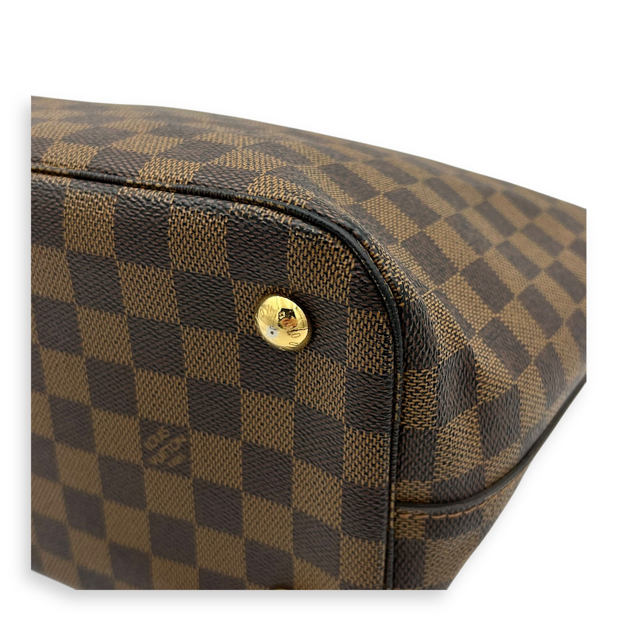 Belmont Top Handle Bag Brown in Coated Canvas, Gold hardware