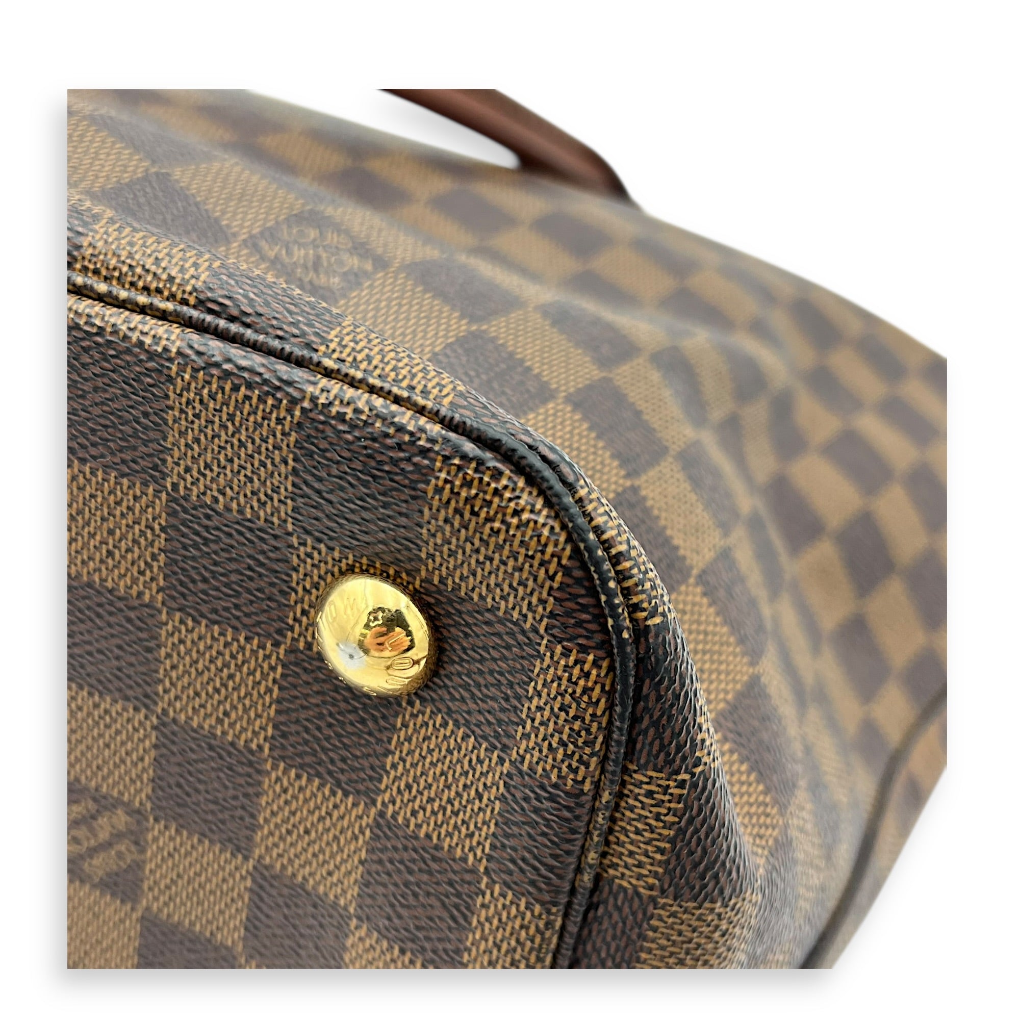 Belmont Top Handle Bag Brown in Coated Canvas, Gold hardware