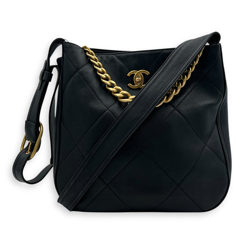 EASY MOOD Top Handle Bag Black in Calfskin, Brushed Gold hardware