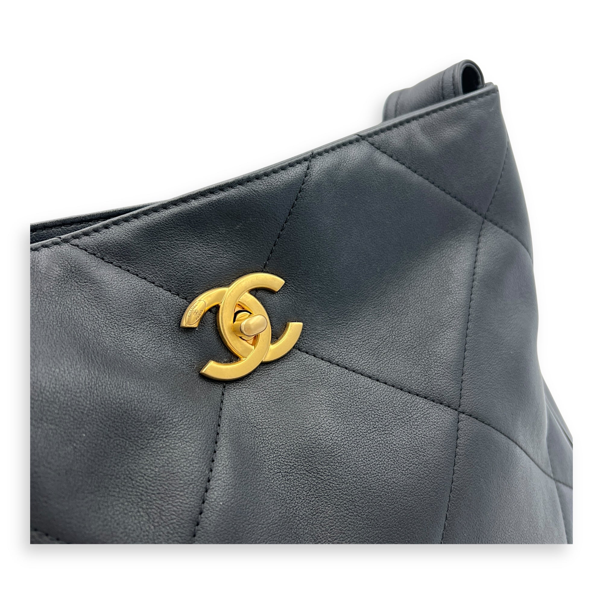 EASY MOOD Top Handle Bag Black in Calfskin, Brushed Gold hardware