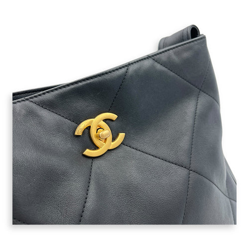 EASY MOOD Top Handle Bag Black in Calfskin, Brushed Gold hardware
