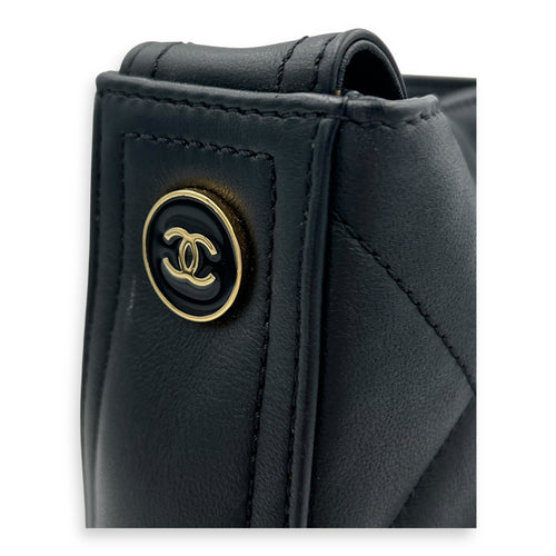 EASY MOOD Top Handle Bag Black in Calfskin, Brushed Gold hardware