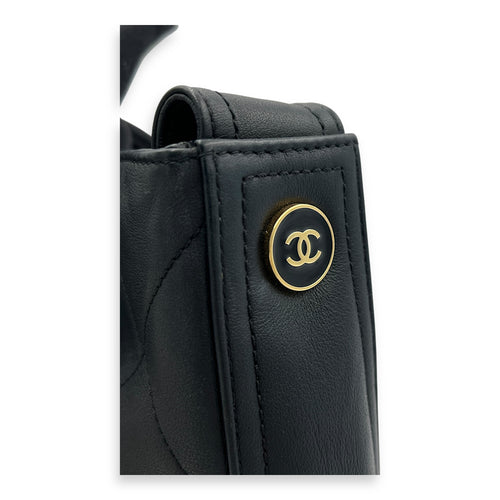 EASY MOOD Top Handle Bag Black in Calfskin, Brushed Gold hardware