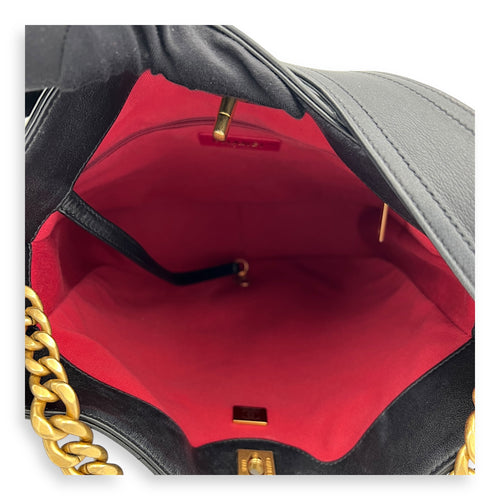 EASY MOOD Top Handle Bag Black in Calfskin, Brushed Gold hardware