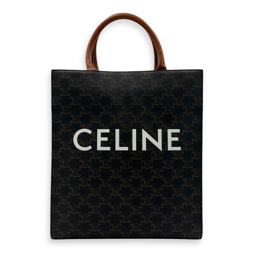 Cabas Top Handle Bag Brown in Canvas, Gold hardware