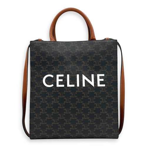 Cabas Top Handle Bag Brown in Canvas, Gold hardware