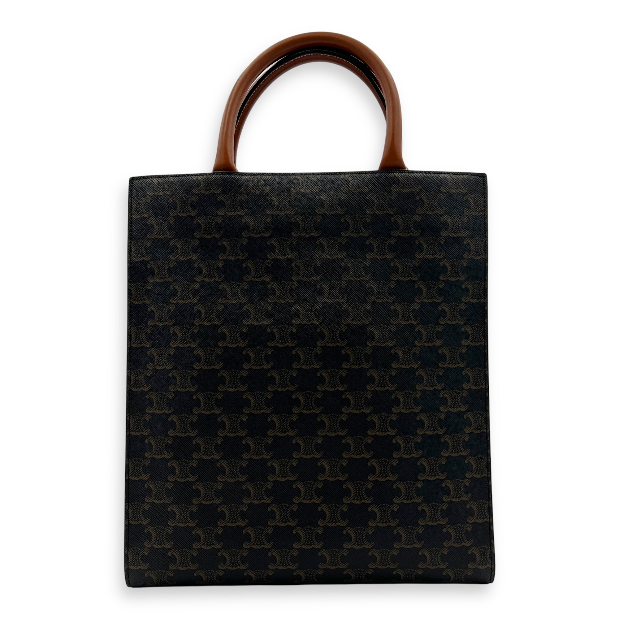 Cabas Top Handle Bag Brown in Canvas, Gold hardware