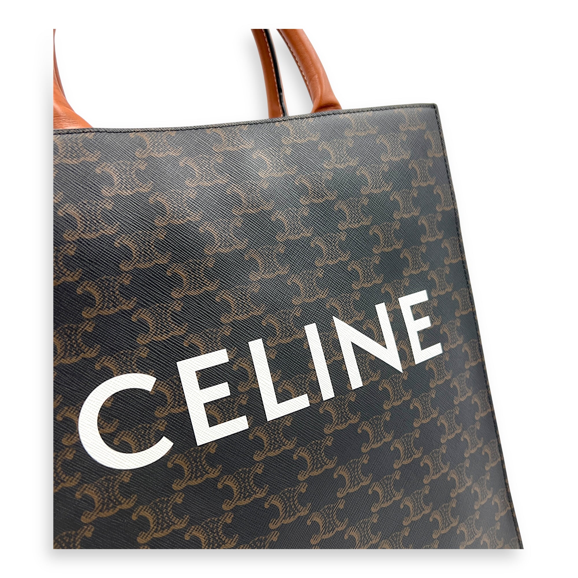 Cabas Top Handle Bag Brown in Canvas, Gold hardware