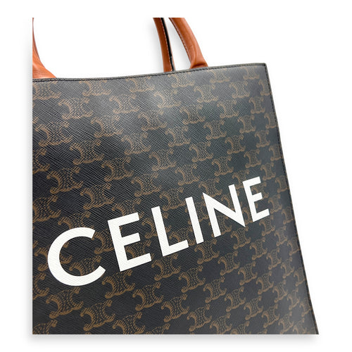 Cabas Top Handle Bag Brown in Canvas, Gold hardware