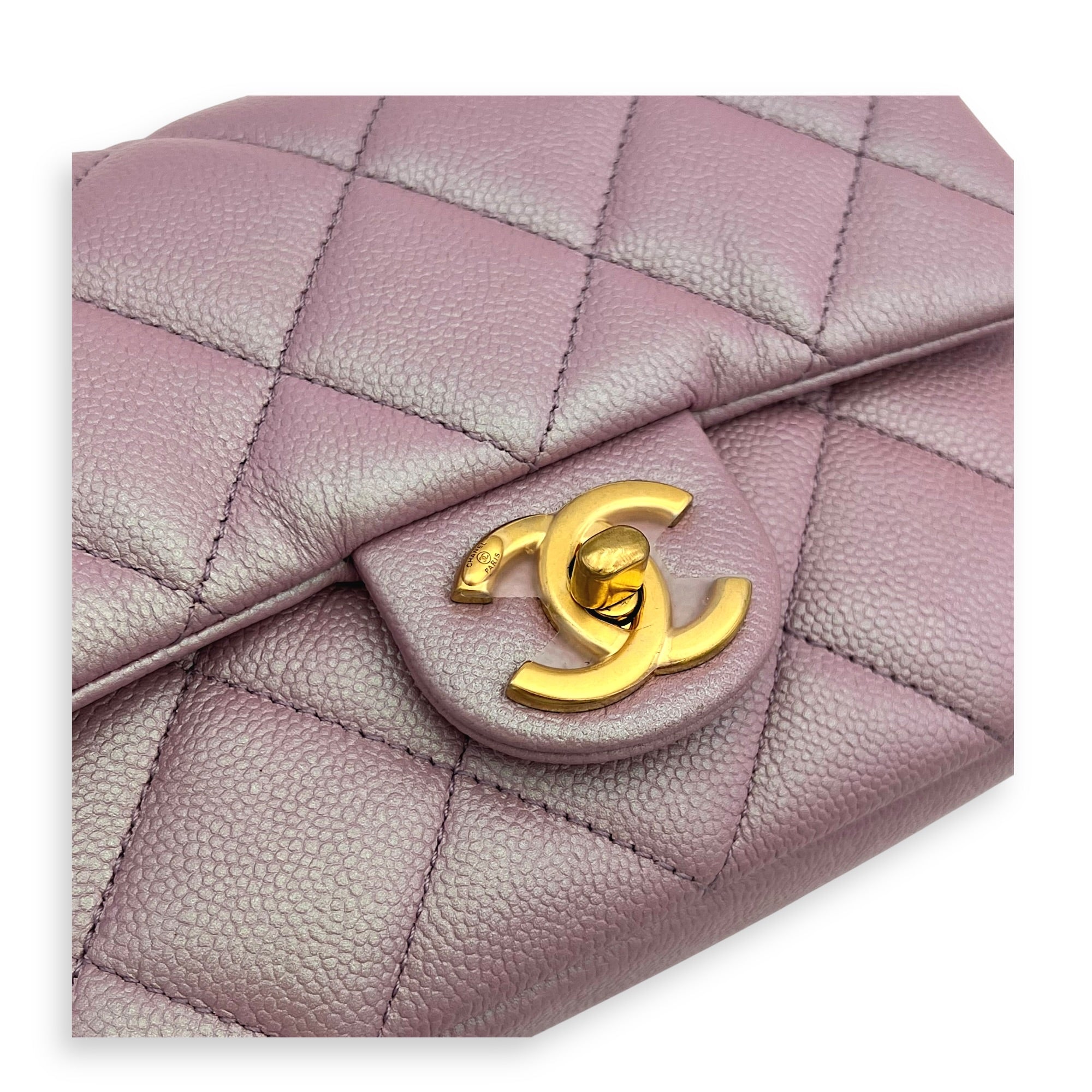 21K My Perfect Shoulder Bag Mini Iridescent Purple Pink in Caviar Leather, Gold hardware