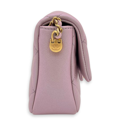 21K My Perfect Shoulder Bag Mini Iridescent Purple Pink in Caviar Leather, Gold hardware