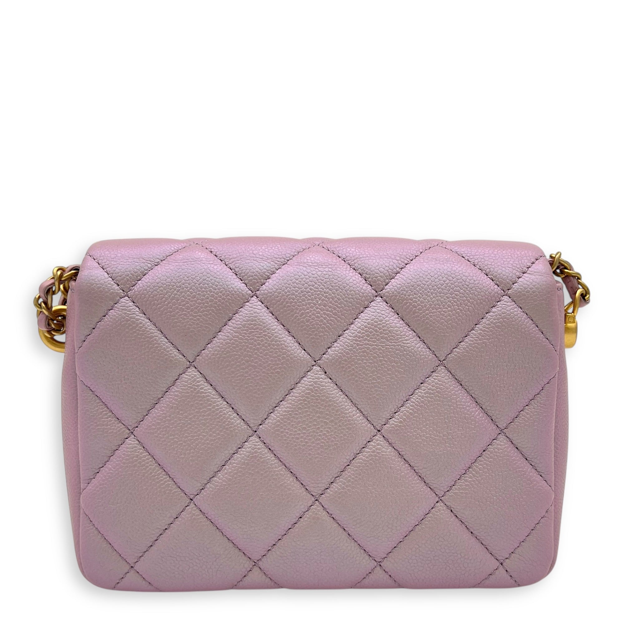 21K My Perfect Shoulder Bag Mini Iridescent Purple Pink in Caviar Leather, Gold hardware