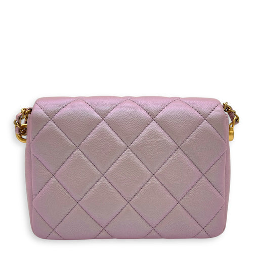 21K My Perfect Shoulder Bag Mini Iridescent Purple Pink in Caviar Leather, Gold hardware