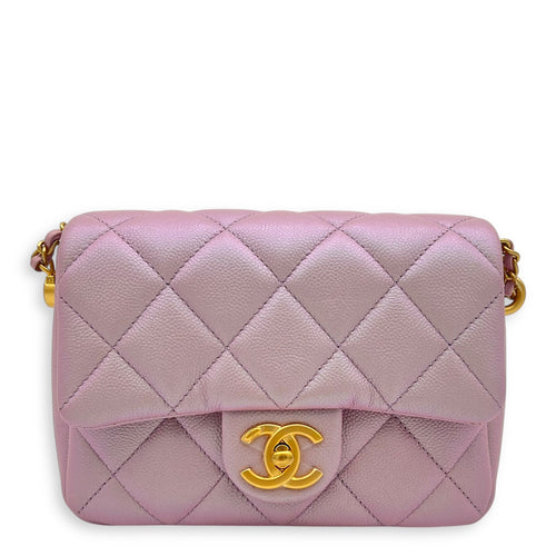 21K My Perfect Shoulder Bag Mini Iridescent Purple Pink in Caviar Leather, Gold hardware