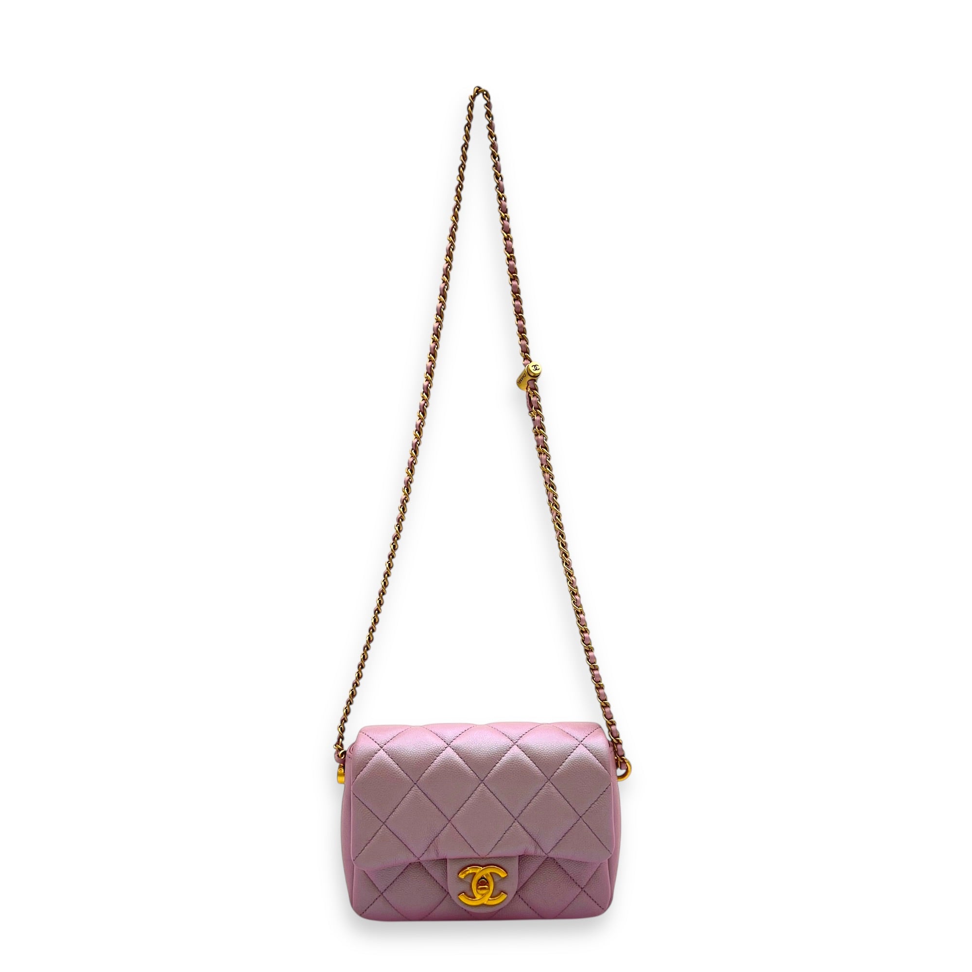 21K My Perfect Shoulder Bag Mini Iridescent Purple Pink in Caviar Leather, Gold hardware