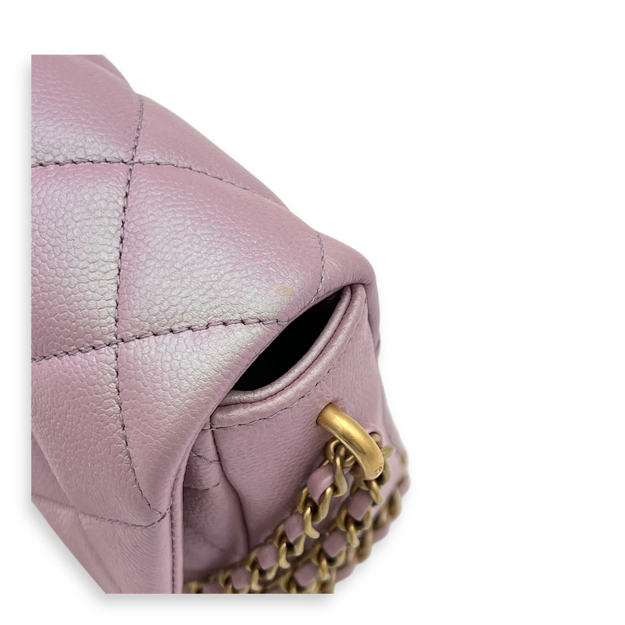 21K My Perfect Shoulder Bag Mini Iridescent Purple Pink in Caviar Leather, Gold hardware
