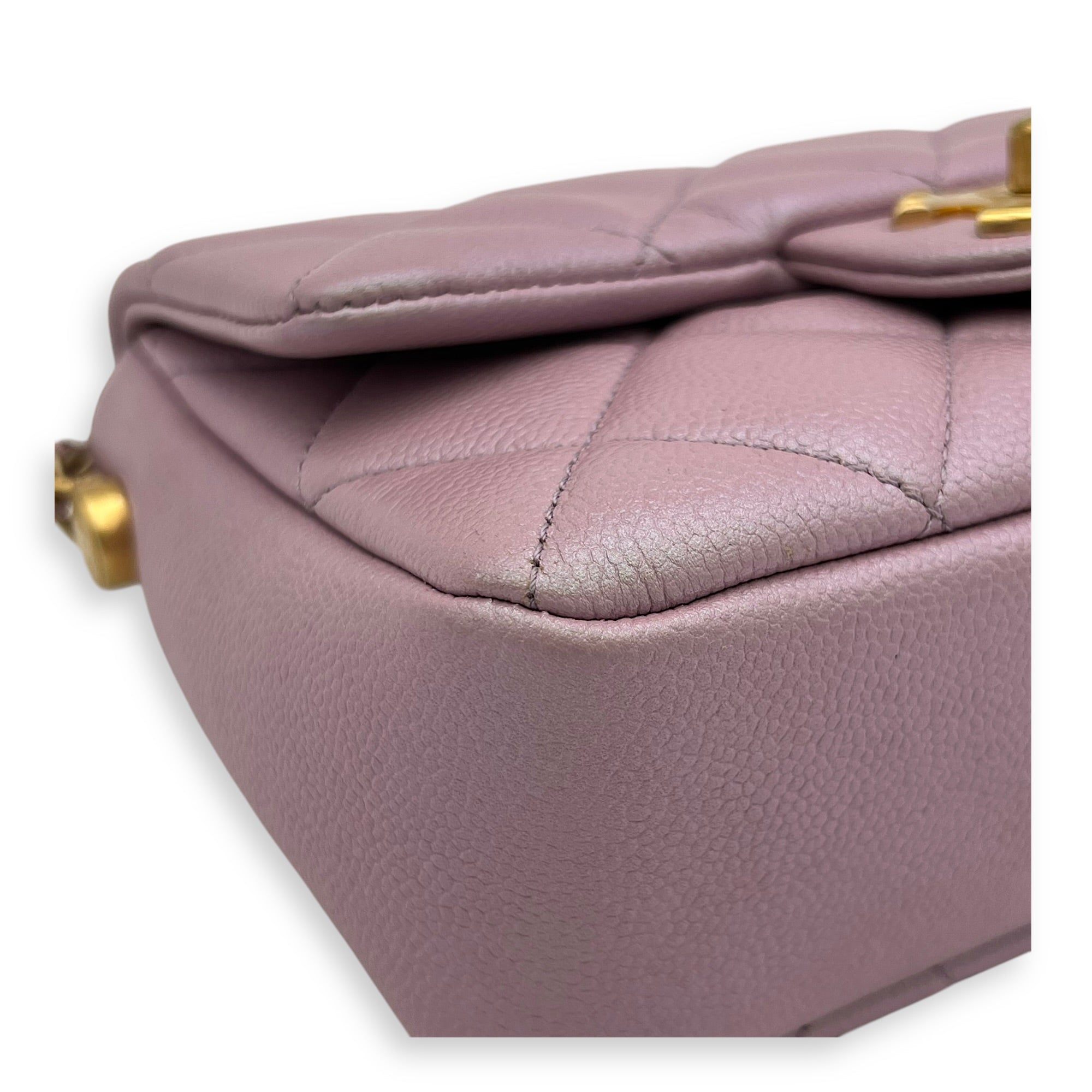 21K My Perfect Shoulder Bag Mini Iridescent Purple Pink in Caviar Leather, Gold hardware