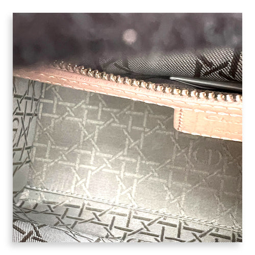 Lady Dior Medium Beige Top Handle Bag in Patent Leather, Silver hardware