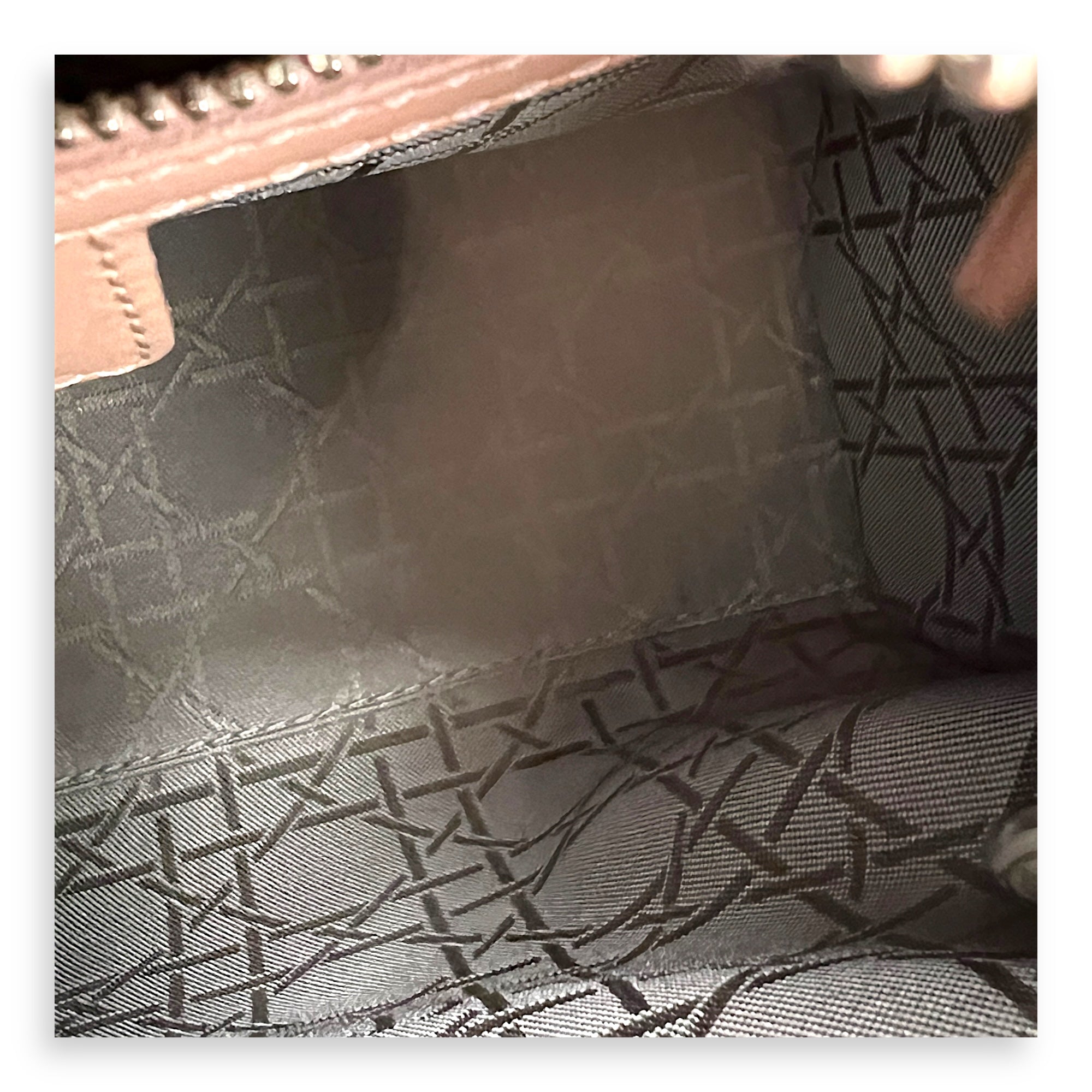 Lady Dior Medium Beige Top Handle Bag in Patent Leather, Silver hardware