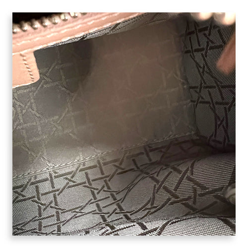 Lady Dior Medium Beige Top Handle Bag in Patent Leather, Silver hardware