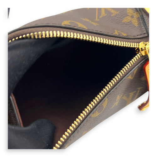 Side Trunk Shoulder Bag PM Brown in Coated Canvas, Gold hardware