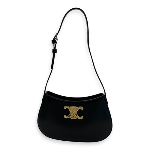 Tilly Black Shoulder Bag in Calfskin, Gold hardware