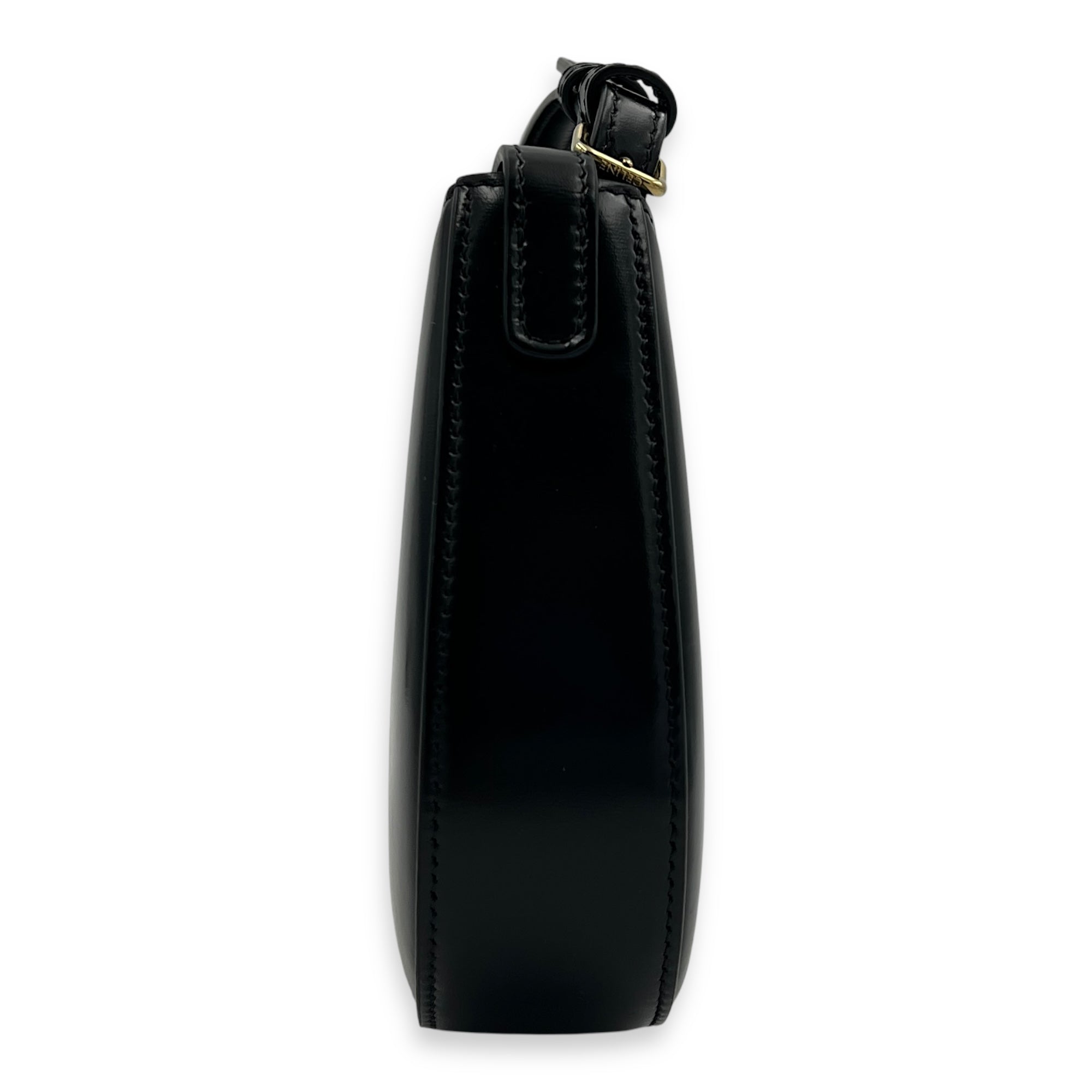 Tilly Black Shoulder Bag in Calfskin, Gold hardware