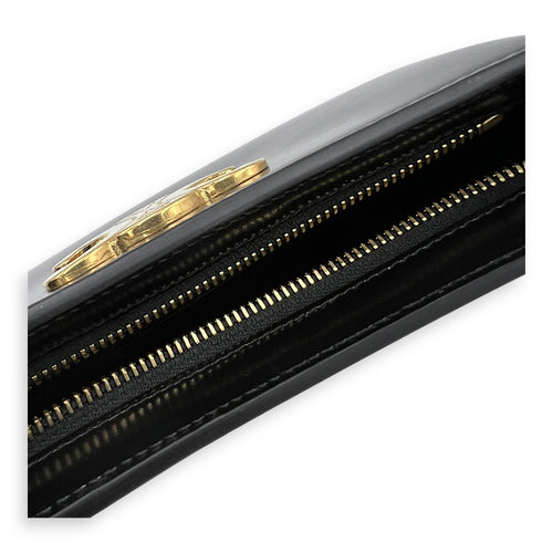 Tilly Black Shoulder Bag in Calfskin, Gold hardware