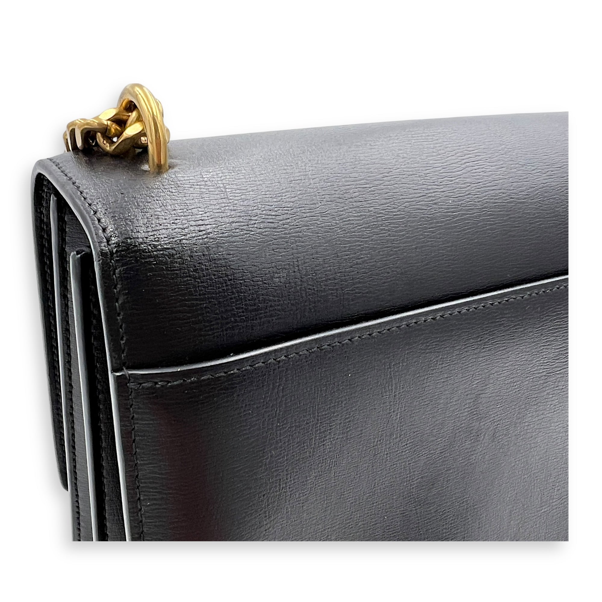 Sunset Shoulder Bag Large Black in Calfskin, Gold hardware