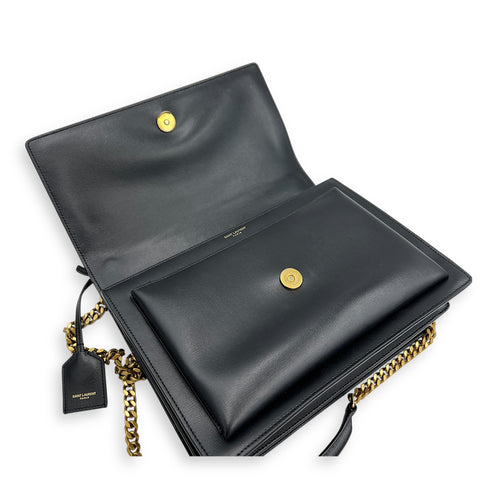 Sunset Shoulder Bag Large Black in Calfskin, Gold hardware