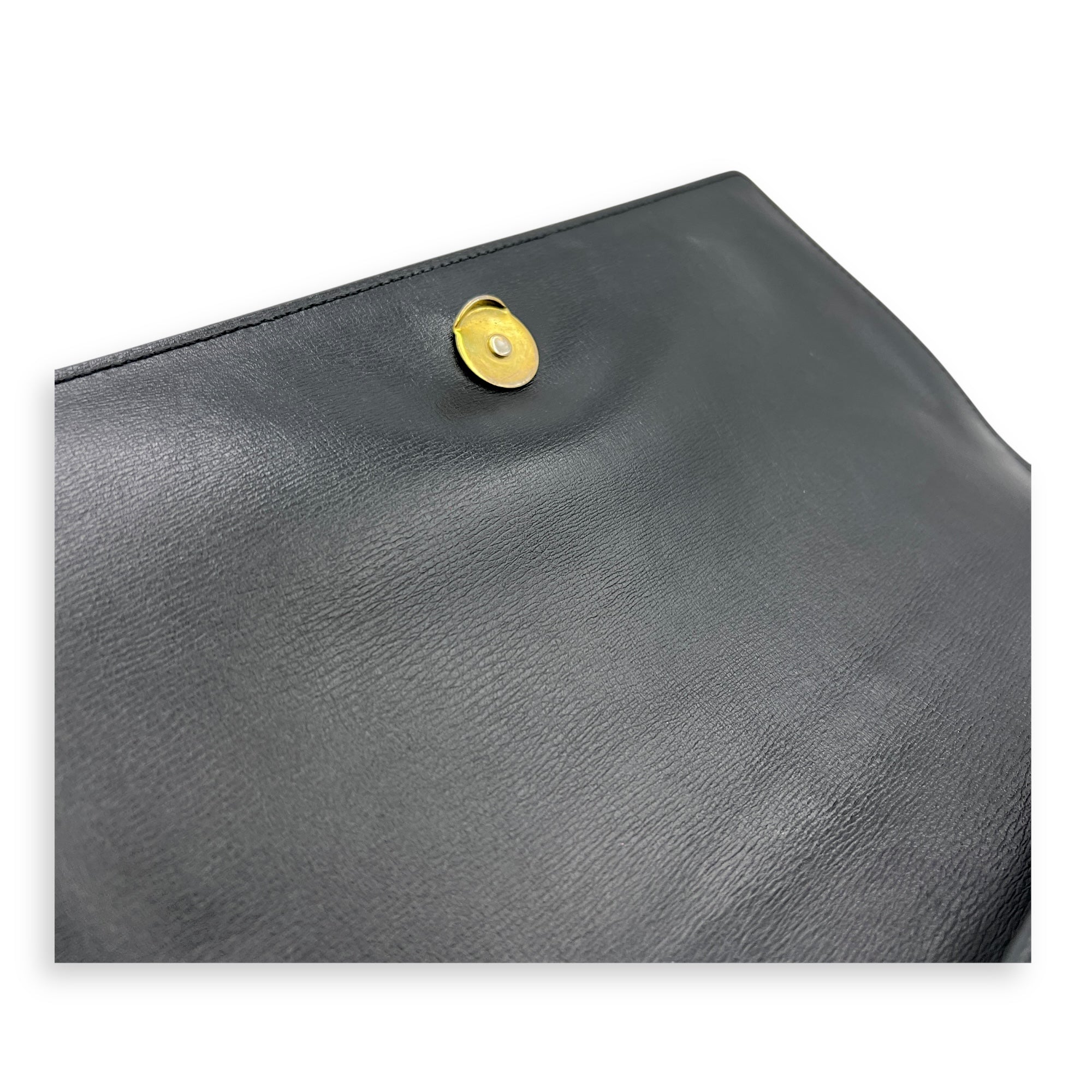 Sunset Shoulder Bag Large Black in Calfskin, Gold hardware