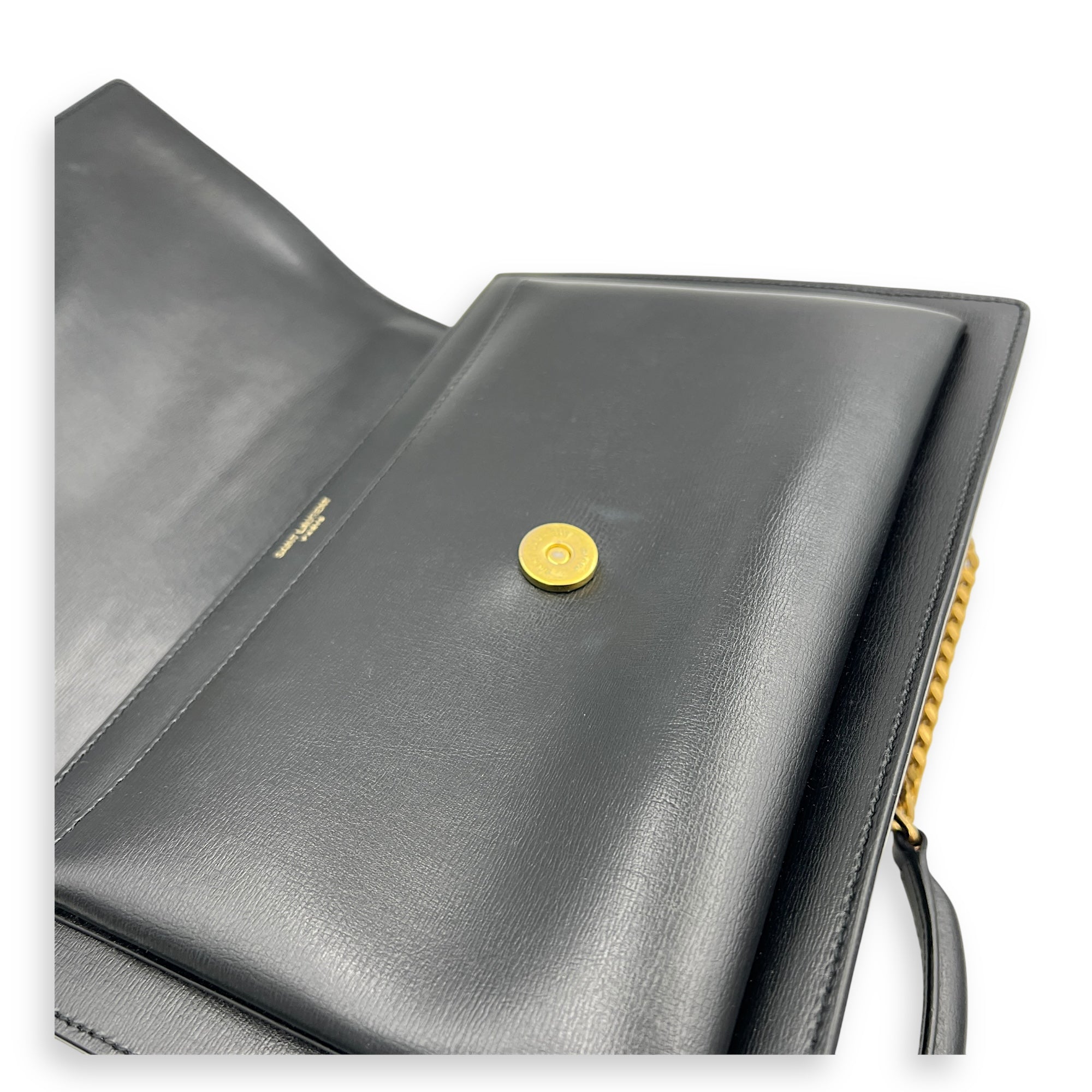 Sunset Shoulder Bag Large Black in Calfskin, Gold hardware