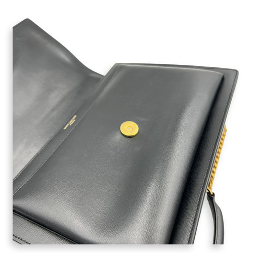 Sunset Shoulder Bag Large Black in Calfskin, Gold hardware